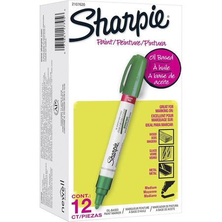 Sharpie Paint Marker, Oil-Based, Medium Point, 12/DZ, Green PK SAN2107620